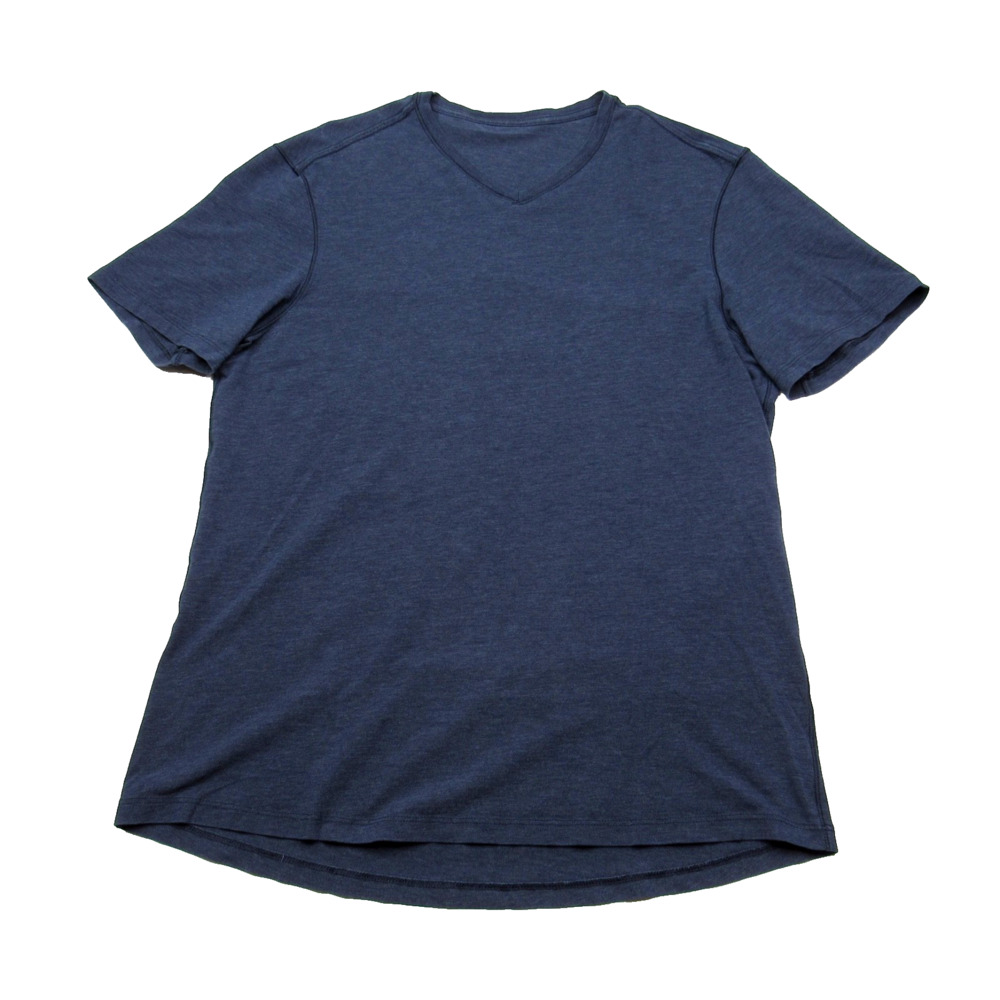 Lululemon Mens Tshirt Medium Blue V Neck Short Sleeve Athletic Athleisure